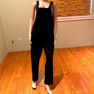 Club Monaco Black Itallian Tropical Wool Overalls Metal Buckle Slide Straps 12
